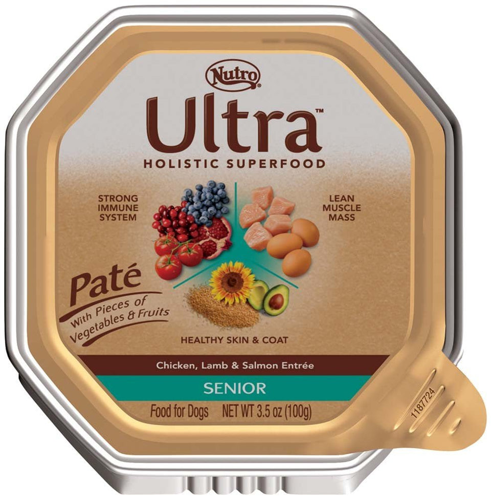 Nutro Products Ultra Grain-Free Paté Senior Wet Dog Food Trio of Proteins from Chicken, Lamb & Whitefish Paté with Superfoods 3.5 oz 24 ct - Pets Perfect
