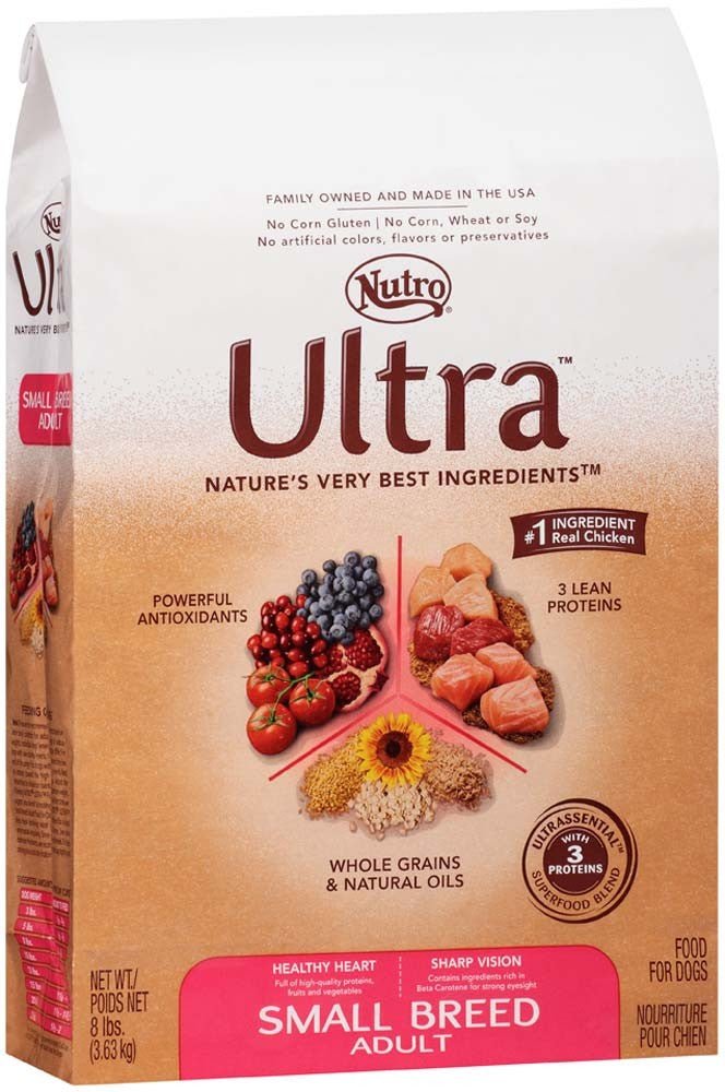 Nutro Products Ultra High Protein Small Breed Adult Dry Dog Food Trio of Proteins from Chicken, Lamb, and Salmon 8 lb - Pets Perfect