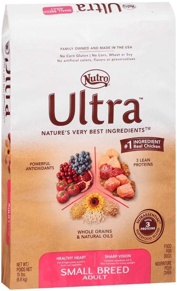 Nutro Products Ultra High Protein Small Breed Adult Dry Dog Food Trio of Proteins from Chicken, Lamb, and Salmon 15 lb - Pets Perfect