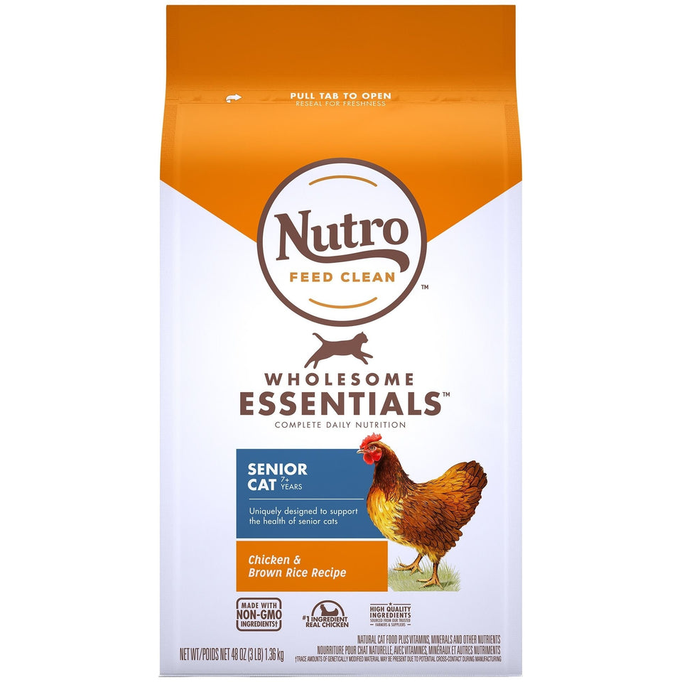 Nutro Products Wholesome Essentials Healthy Weight Indoor Senior Dry Cat Food Chicken & Brown Rice 1ea/3 lb
