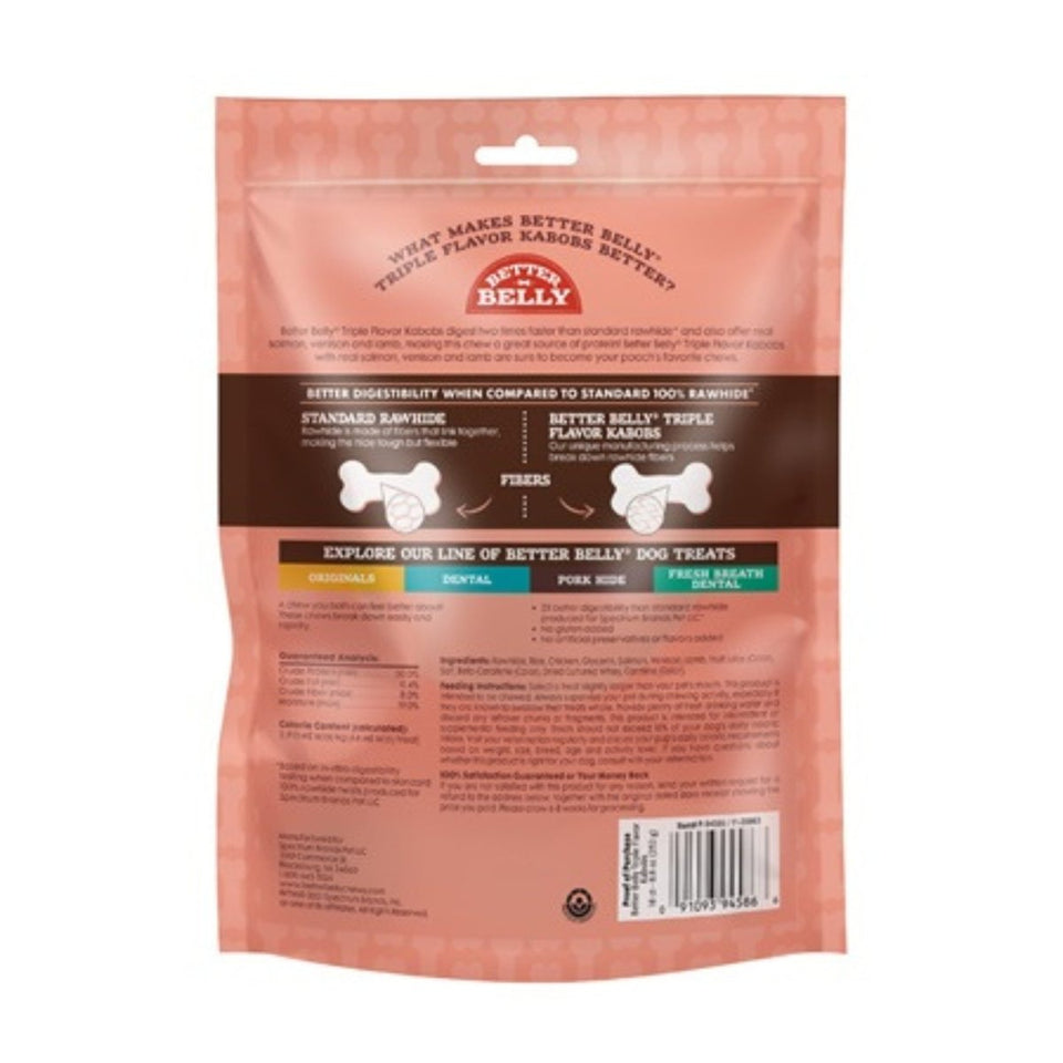 Better Belly - Triple Flavor Rawhide Kabobs Salmon Venison Lamb Dog, view 5