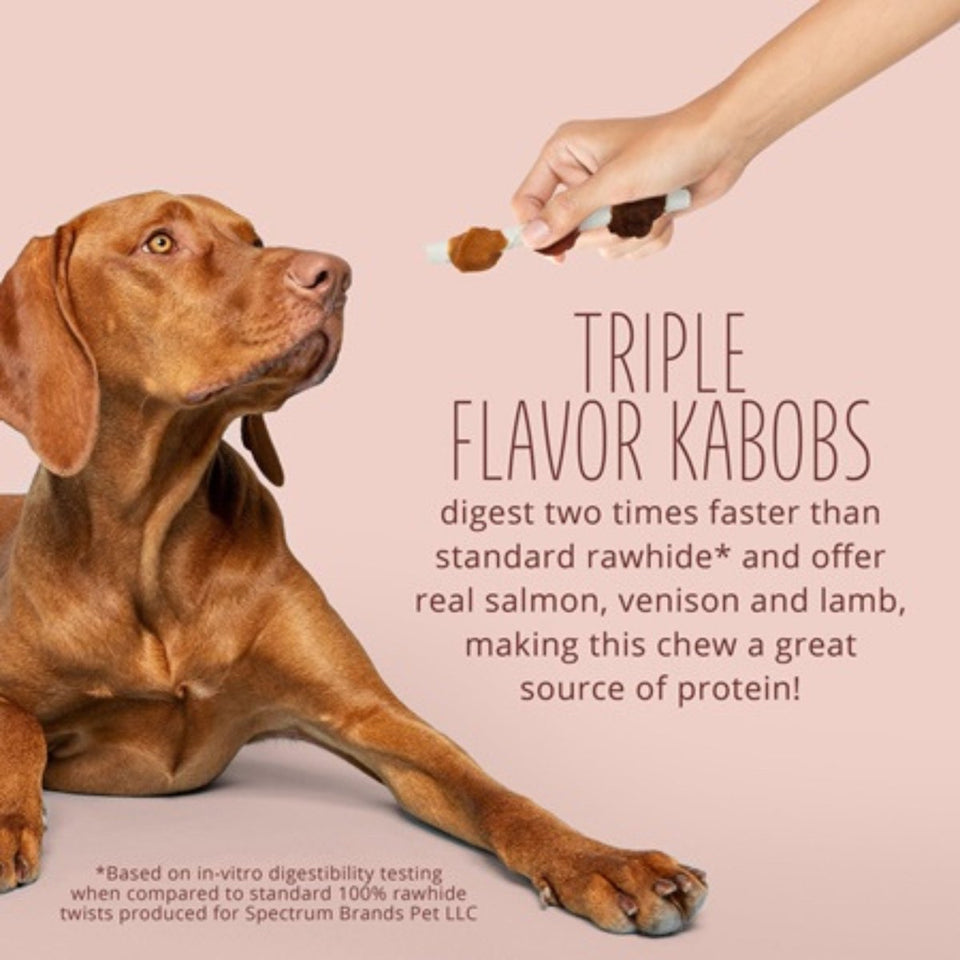 Better Belly - Triple Flavor Rawhide Kabobs Salmon Venison Lamb Dog, view 3
