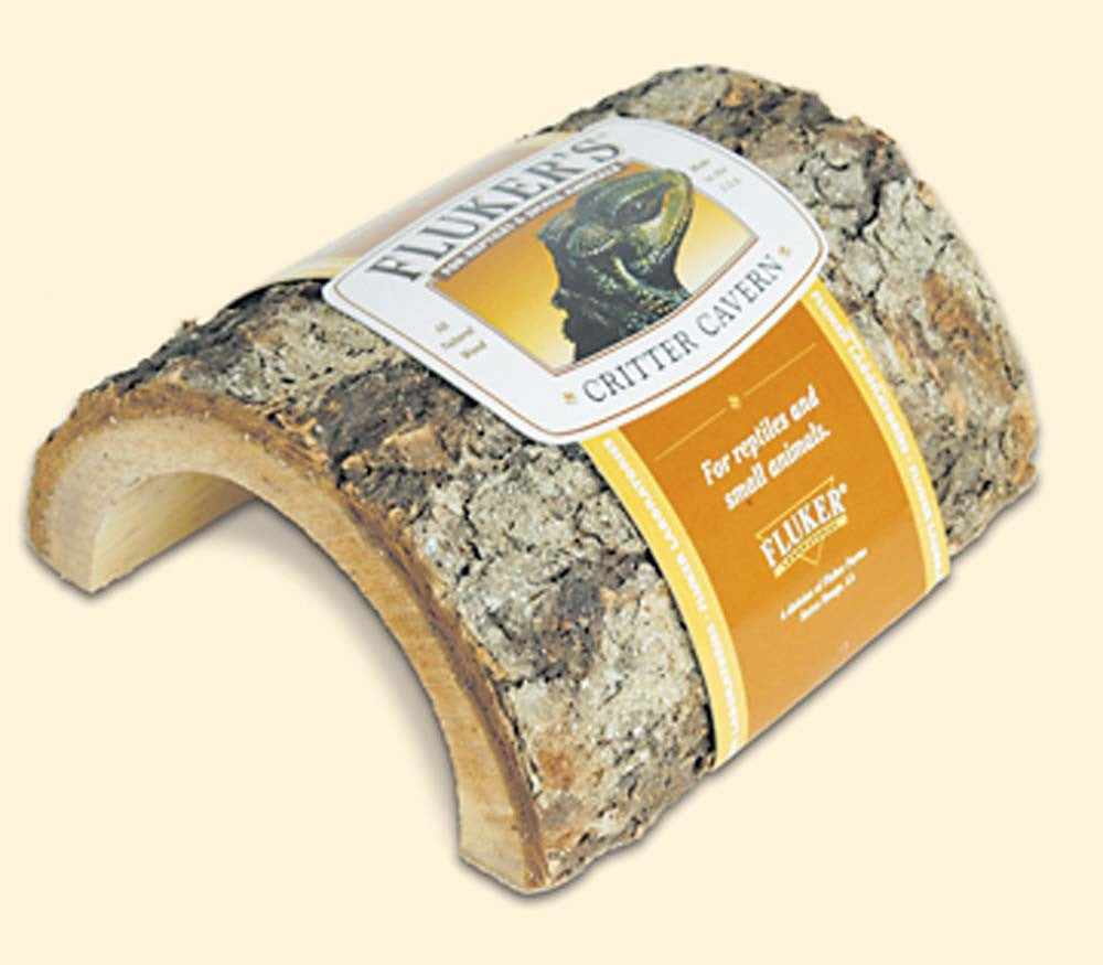 Fluker's Critter Cavern Half Log Hideaway - Brown, Medium