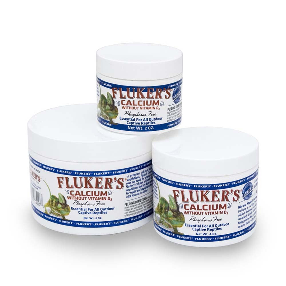 Fluker's Calcium Supplement without Vitamin D3 and Phosphorus - Reptile Calcium Powder for Outdoor and High UVB Setups, 4 oz