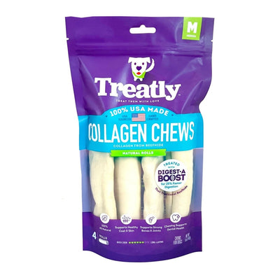Treatly Collagen Chew Rolls Dog Treats Natural, Medium, 4 ct - Pets Perfect