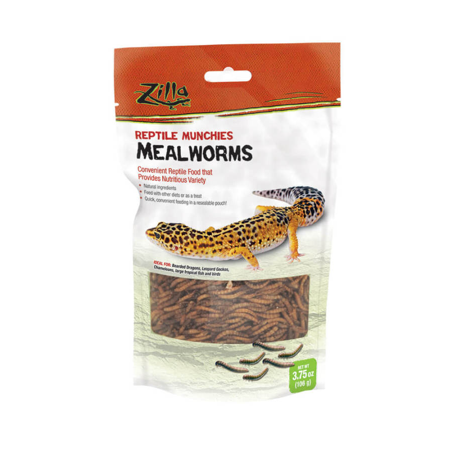 Zilla Reptile Munchies Mealworm, Resealable Bag, 3.75 oz