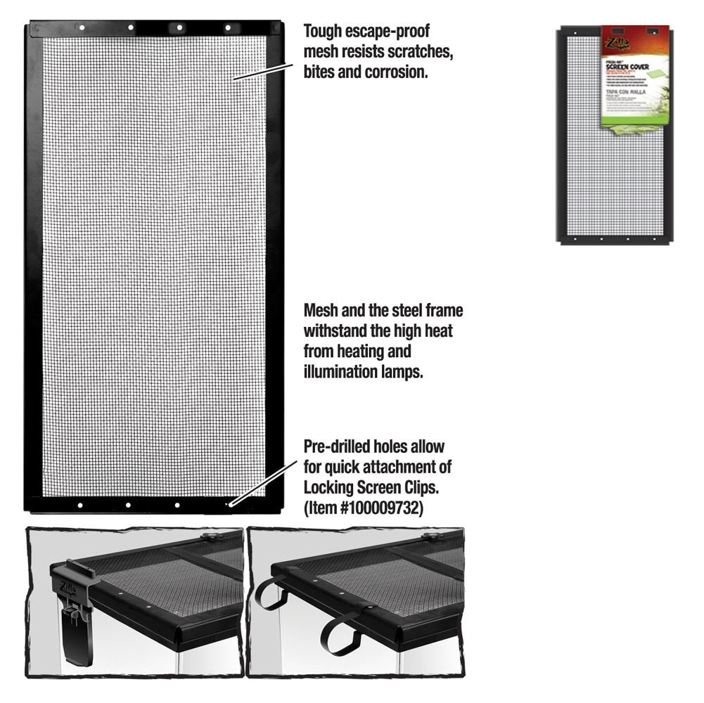 Zilla Fresh Air Screen Cover for Reptile Terrariums, 16 x 8 in