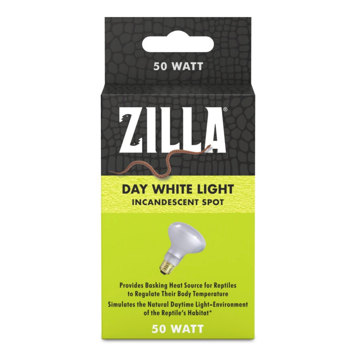 Zilla Incandescent Spot Bulb Day White 50W - Reptile Basking Heat Lamp