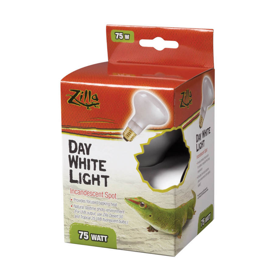 Zilla Incandescent Spot Bulb Day White 75W - Reptile Basking Heat Lamp