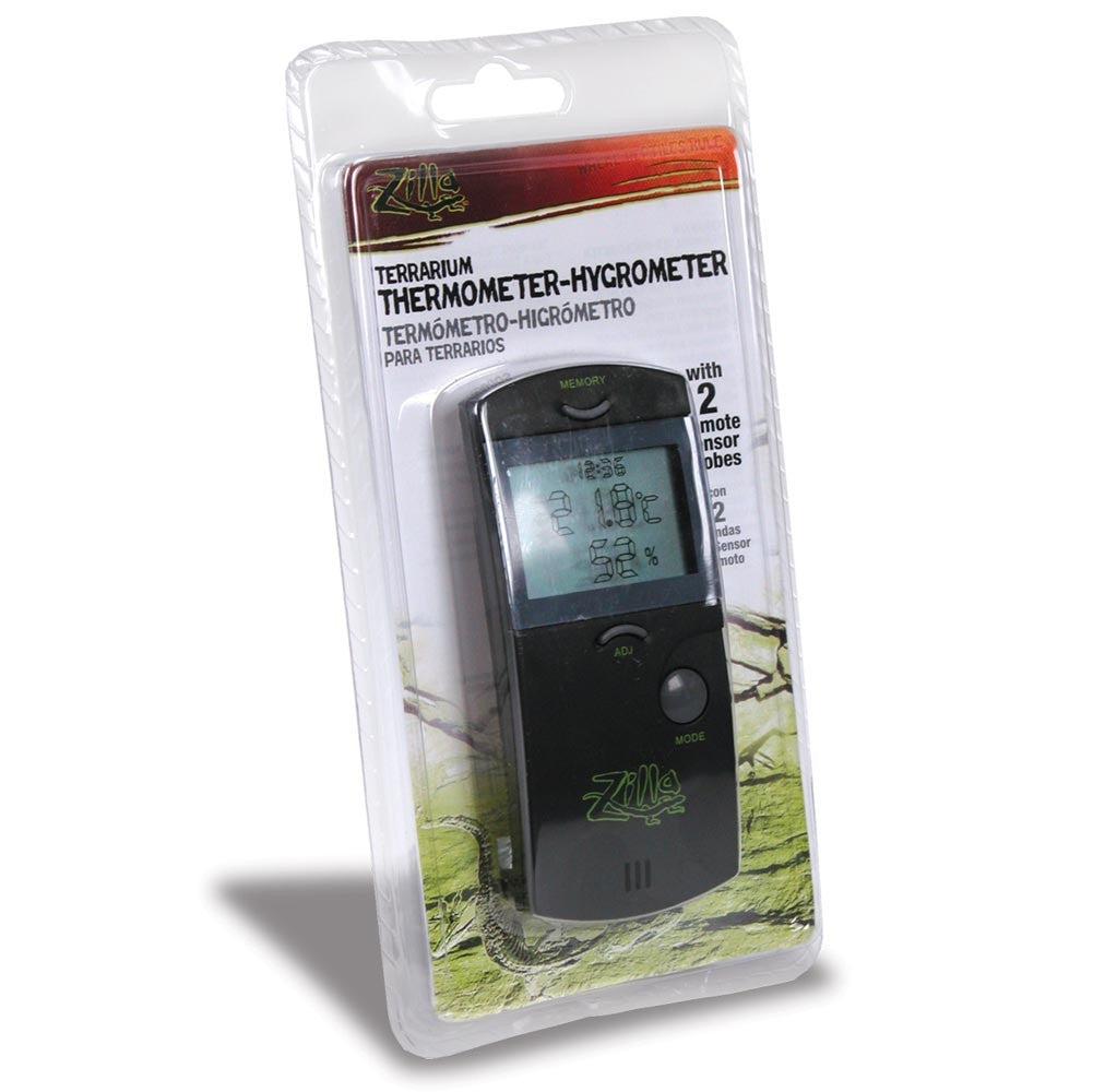 Zilla Digital Terrarium Thermometer and Hygrometer with Dual Probes
