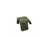 Small, dark green textured corner basking platform ramp with a flat top and stacked steps, angled slightly right.