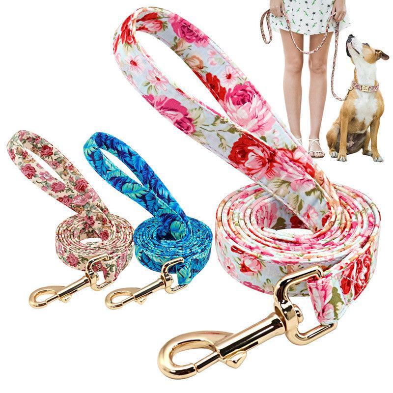 Nylon Floral Dog Walking Rope - Stylish And Sturdy Leash For Your Pup - Pets Perfect