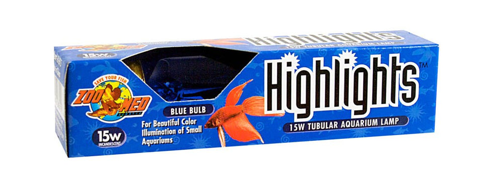 Zoo Med Highlights Incandescent Aquarium Bulb, Blue, 15W