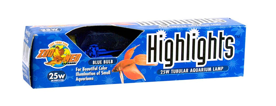 Zoo Med Highlights Incandescent Aquarium Bulb, Blue, 25W