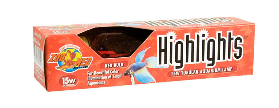 Zoo Med Highlights Incandescent Aquarium Bulb, Red, 15W