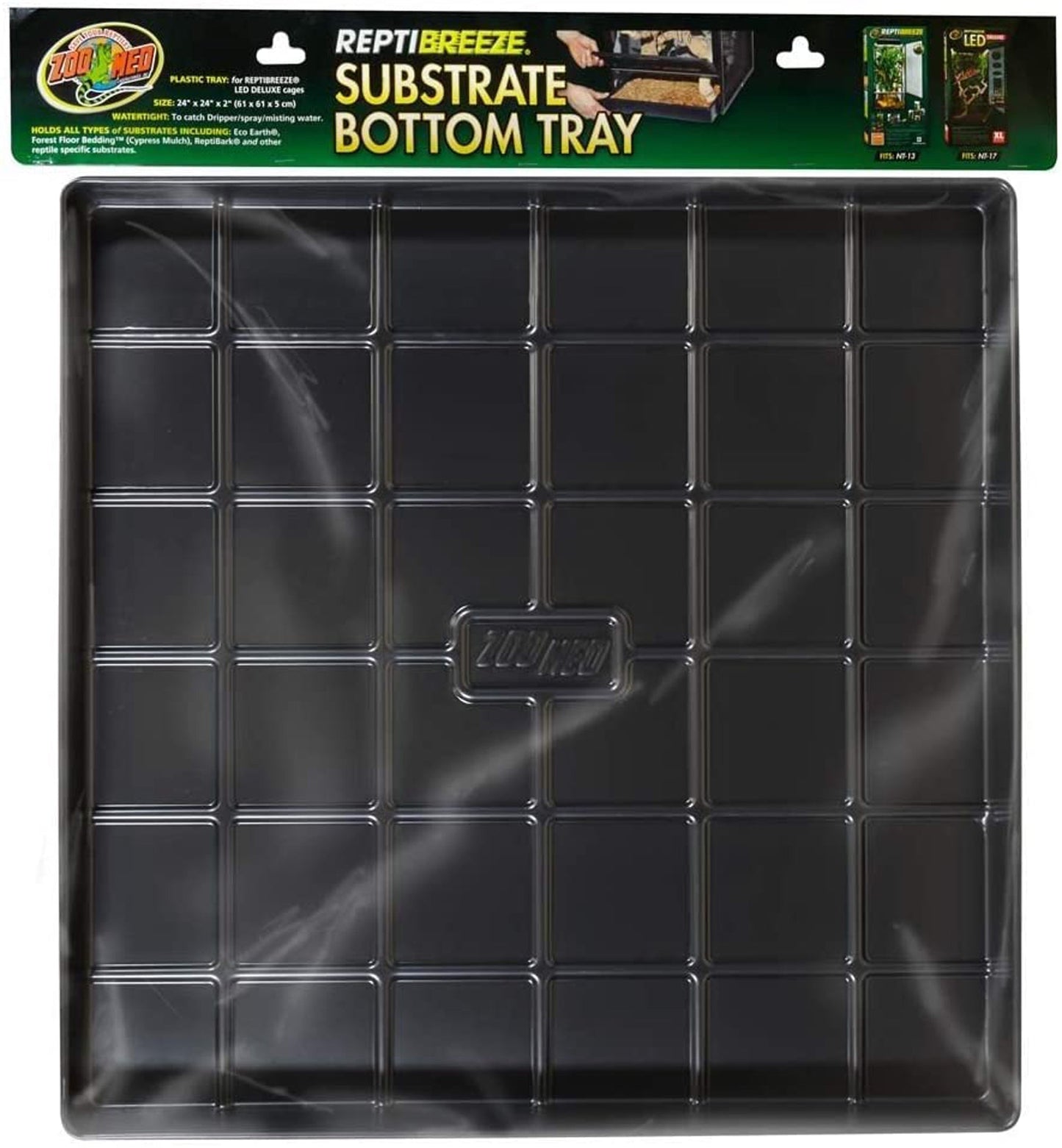 Zoo Med ReptiBreeze Substrate Bottom Tray - Black, 24 x 24 in (Extra Large)