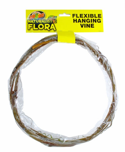 Brown flexible hanging vine, coiled and packaged in clear plastic with a yellow Zoo Med label.