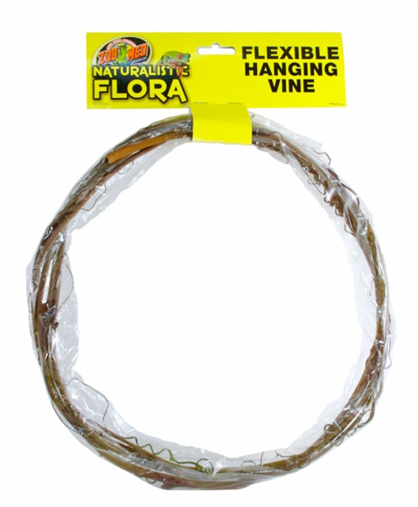 Brown flexible hanging vine, coiled and packaged in clear plastic with a yellow Zoo Med label.