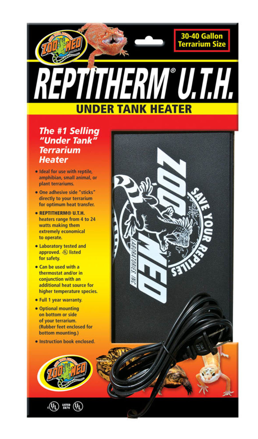 Zoo Med ReptiTherm Under Tank Heater (U.T.H) 16W, 8 in x 12 in, Medium