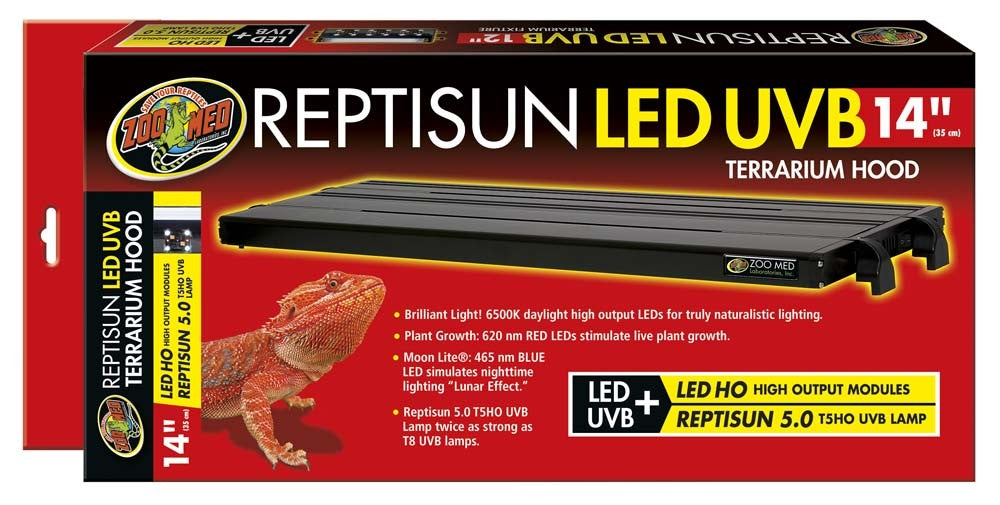 Zoo Med ReptiSun T5 LED UVB Terrarium Hood - 14 in