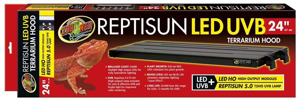 Zoo Med ReptiSun T5 LED UVB Terrarium Hood - 24 in