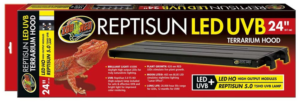 Zoo Med ReptiSun T5 LED UVB Terrarium Hood, 24 in