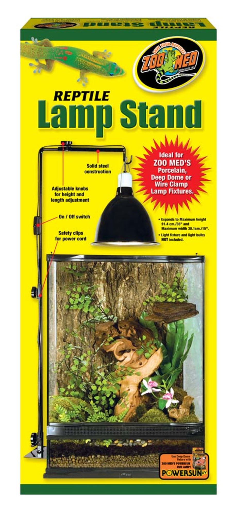 Zoo Med Reptile Lamp Stand, Black, Large