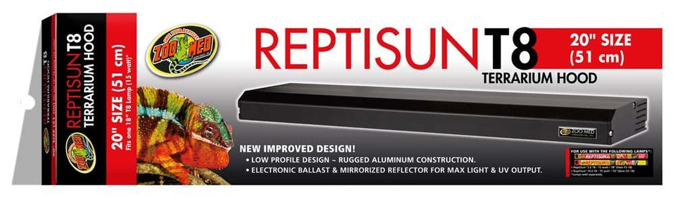 Zoo Med ReptiSun T8 Terrarium Hood Black 20 in Hood Only