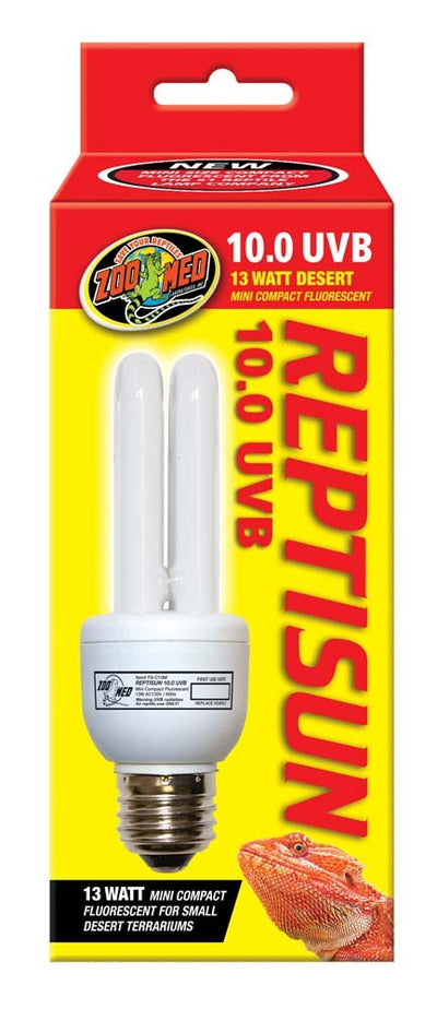 Zoo Med ReptiSun 10.0 UVB Desert Compact Fluorescent Lamp Mini, White, 13W