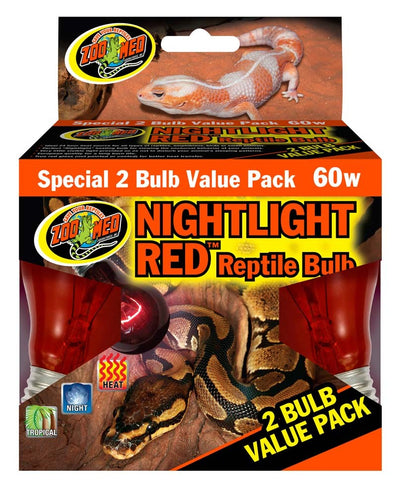 Zoo Med Nightlight Red Reptile Bulb 60W 2pk