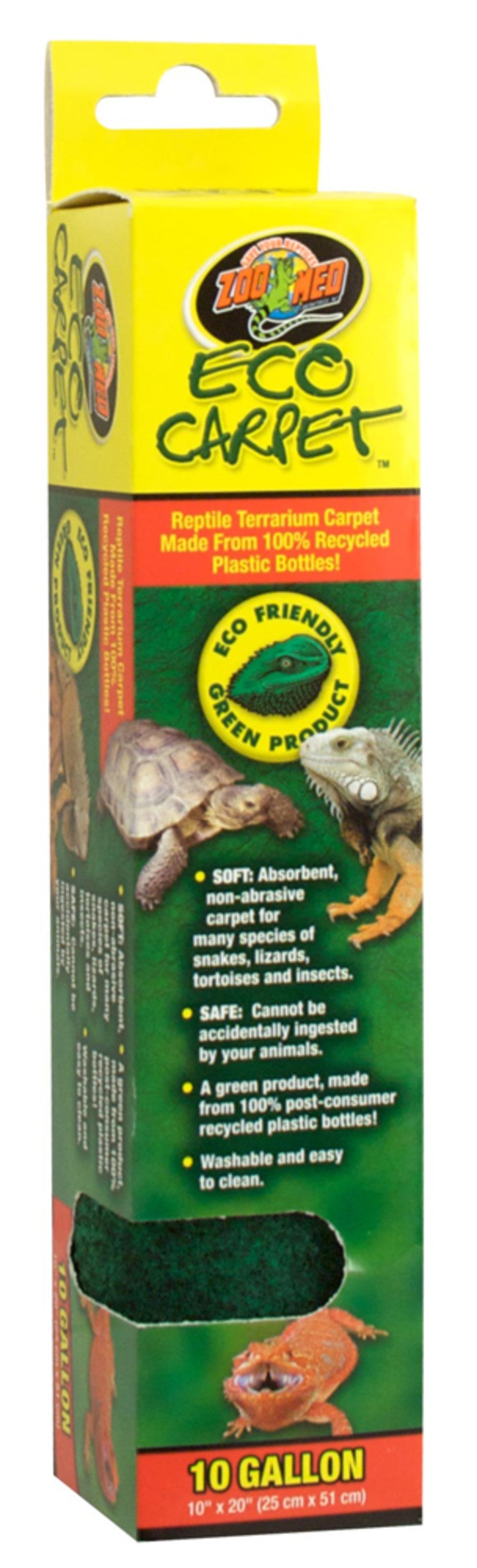 Zoo Med Eco Carpet Reptile Terrarium Carpet, Green, 10 gal, 10 in x 20 in