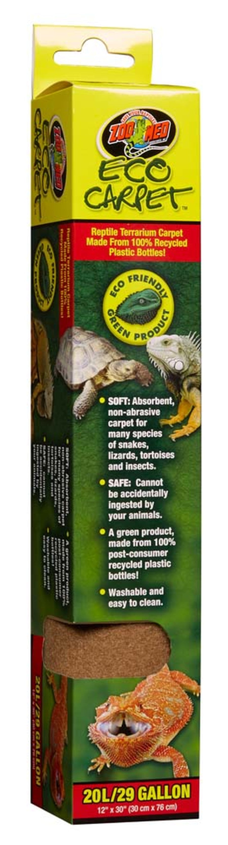 Zoo Med Eco Carpet Reptile Terrarium Carpet, Tan 20 L/29 gal, 12 in x 30 in