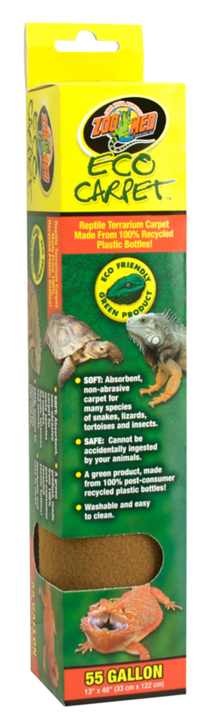 Zoo Med Eco Carpet Reptile Terrarium Carpet, Green, 55 gal, 13 in x 48 in