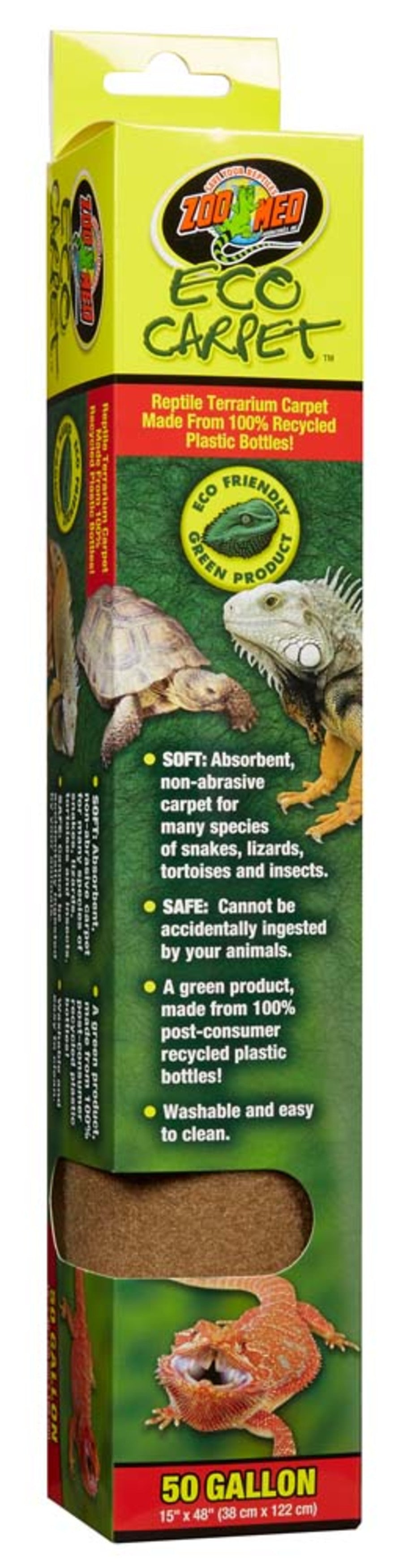 Zoo Med Eco Carpet Reptile Terrarium Carpet, Tan, 50 gal, 15 in x 48 in