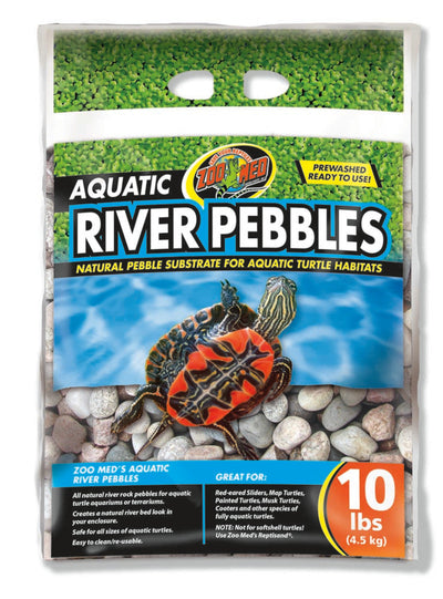 Zoo Med Aquatic River Pebble Substrate for Turtle MultiColor, 10 lb