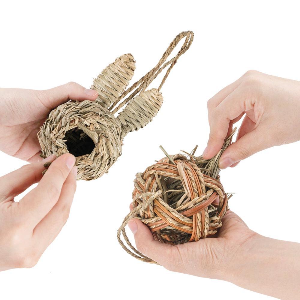 Natural Straw Hanging Chew Toy for Small Pets - Pets Perfect