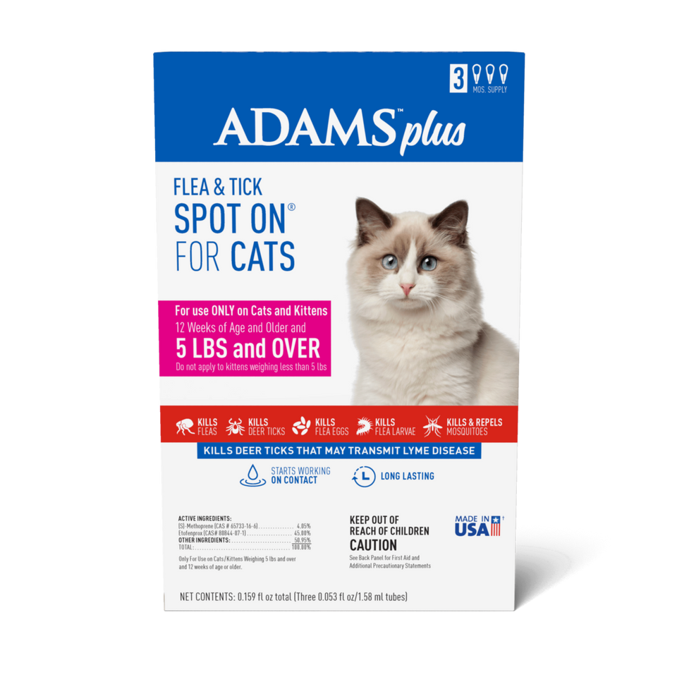 Adams Plus Flea Tick Spot On for Cats Over 5 lb