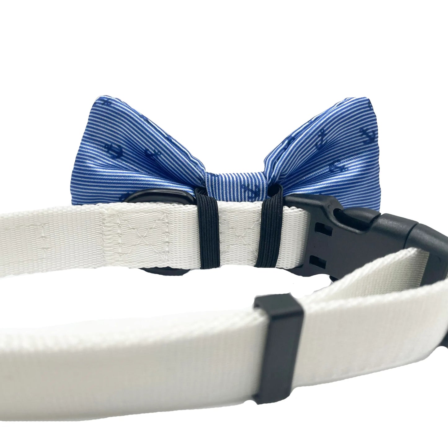 Cutie Ties Anchor Dog Bow Tie - Navy Blue Striped Nautical Pet Accessory