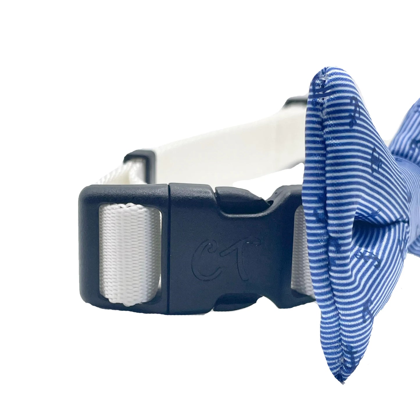 Cutie Ties Anchor Dog Bow Tie - Navy Blue Striped Nautical Pet Accessory