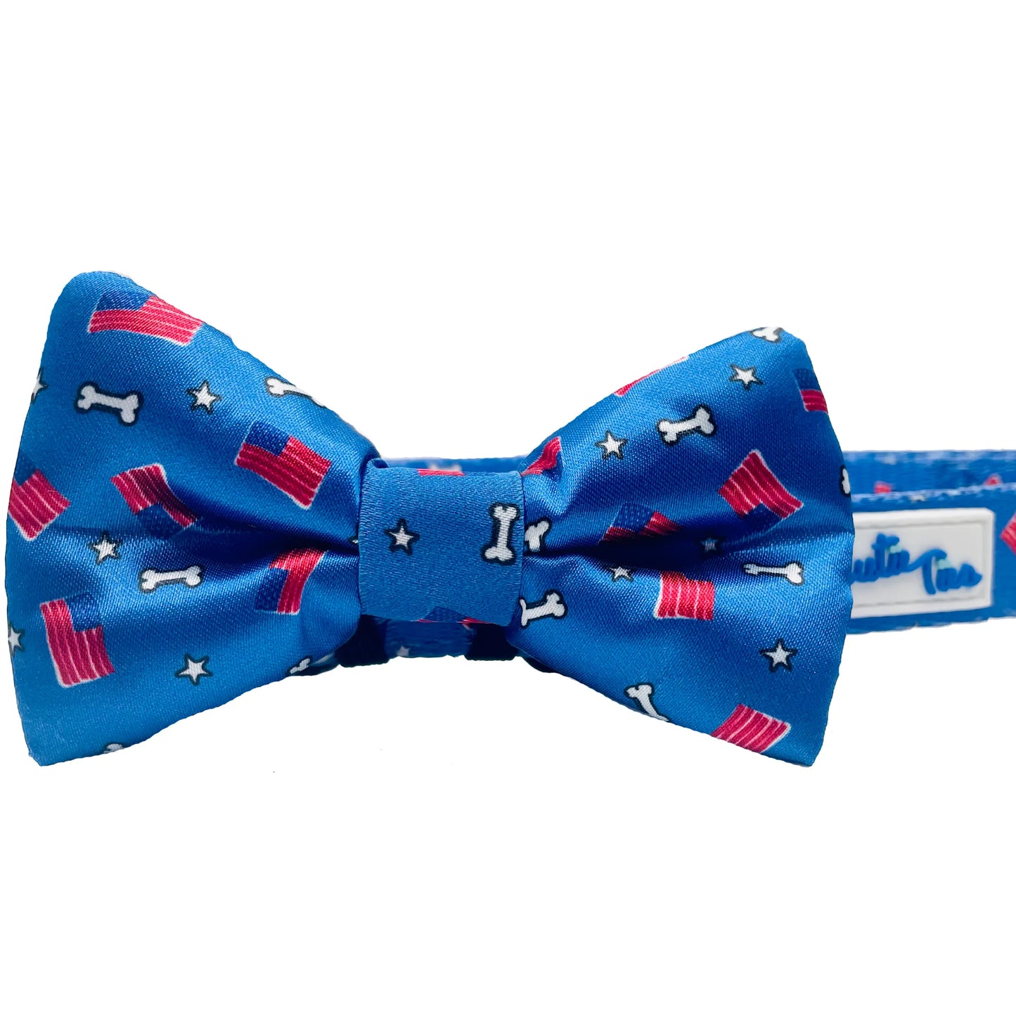 Cutie Ties Anchor Dog Bow Tie - Navy Blue Striped Nautical Pet Accessory