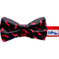 Cutie Ties Dog Bow Tie black with red chili pepper pattern and adjustable red strap for dogs accessories