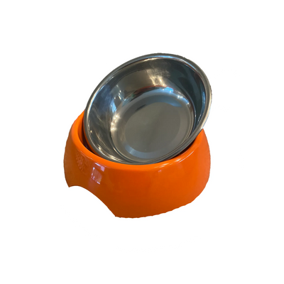 Cutie Ties 2-Piece Stainless Steel Dog Bowl with Melamine Outer, Orange/SMALL