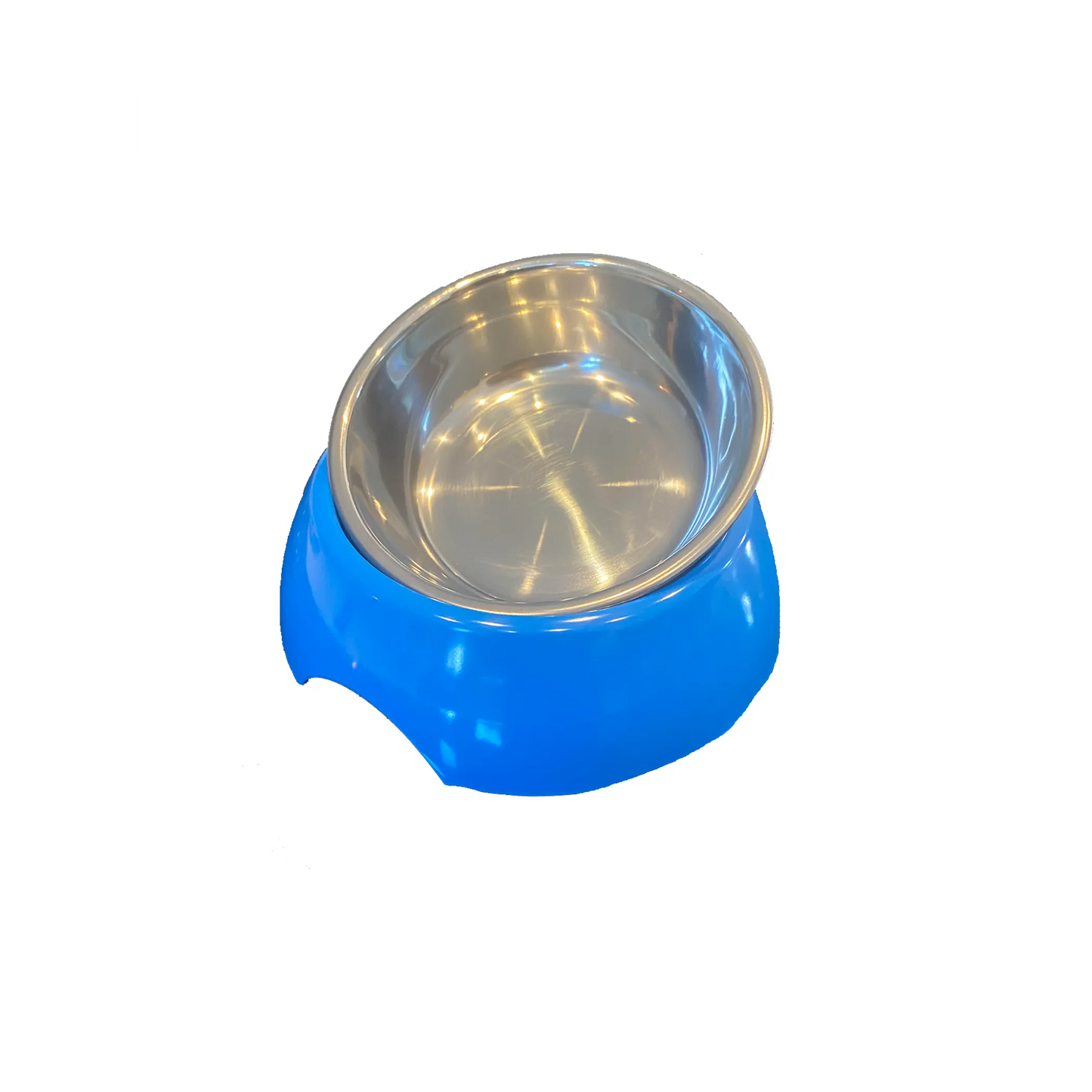 Cutie Ties 2-Piece Stainless Steel Dog Bowl with Melamine Outer in blue, lightweight and durable pet feeding bowl.