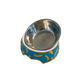 Cutie Ties 2-Piece Stainless Steel Dog Bowl with Melamine Outer featuring a blue banana print design for pets.