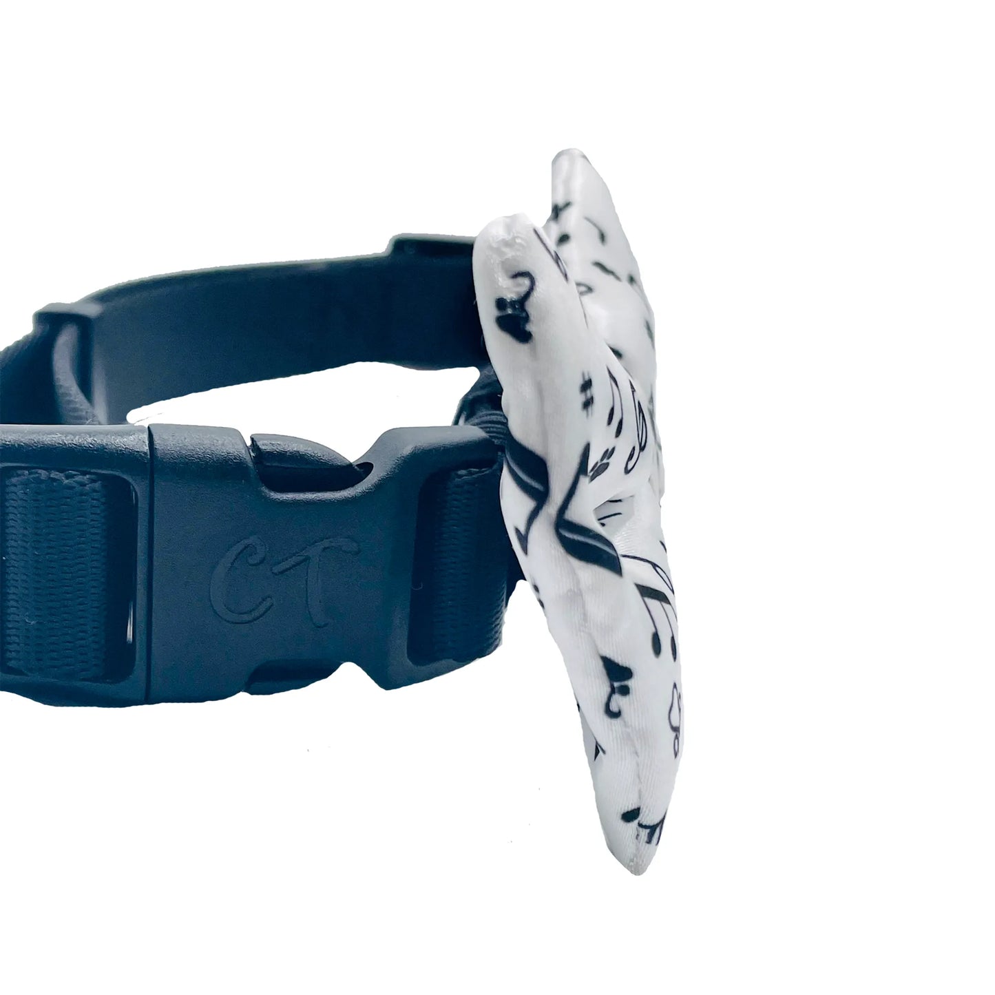 Cutie Ties Music Notes Dog Bow Tie - White Musical Pet Accessory