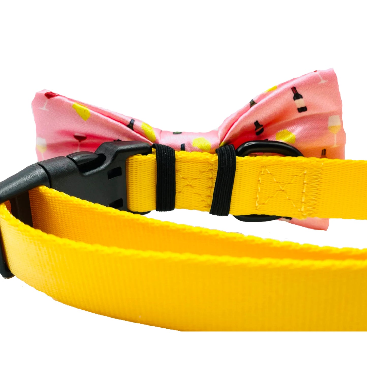Cutie Ties Wine & Cheese Dog Bow Tie - Pink Gourmet Pet Accessory