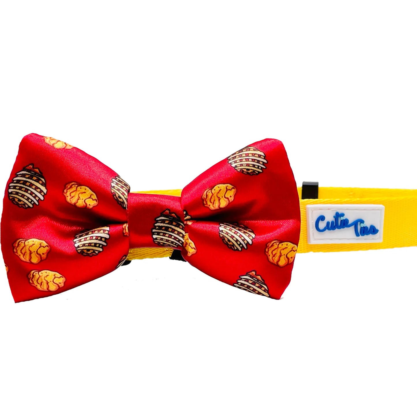 Cutie Ties Wine & Cheese Dog Bow Tie - Pink Gourmet Pet Accessory