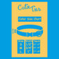 Cutie Ties Fun Design Dog Collar size chart showing small, medium, large neck measurements and collar widths.