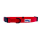 Cutie Ties Fun Design Dog Collar in bright red with black buckle and metal ring for pet supplies from PetsPerfect online store