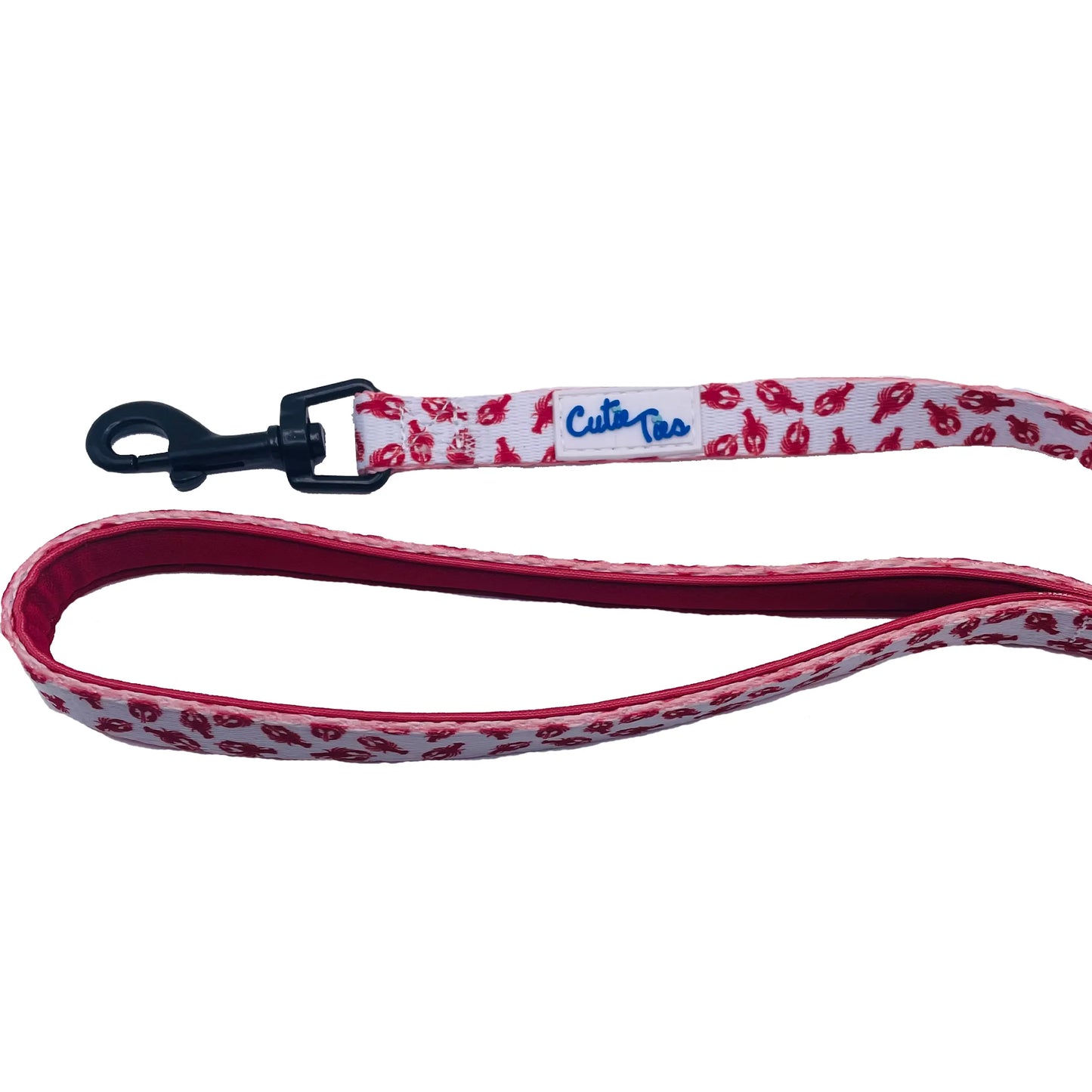Cutie Ties Fun Design Dog Leash with red lips pattern and sturdy black metal clip for secure dog walks